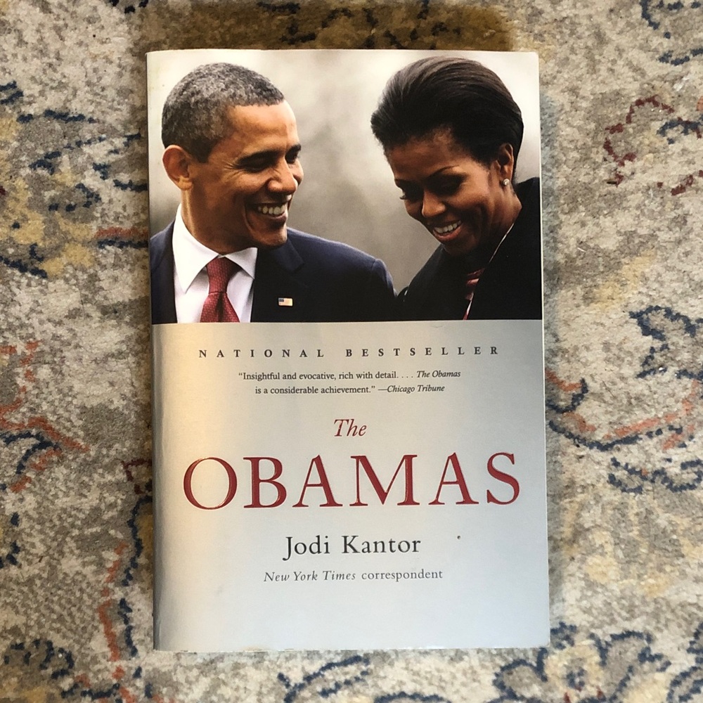 The Obamas by Jodi Kantor — Back Cover, White & Red Accents